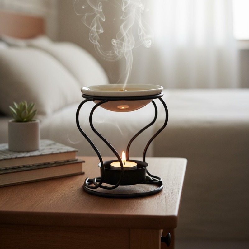 Ceramic Oil Burner - Bougie chauffe-plat en métal et céramique,